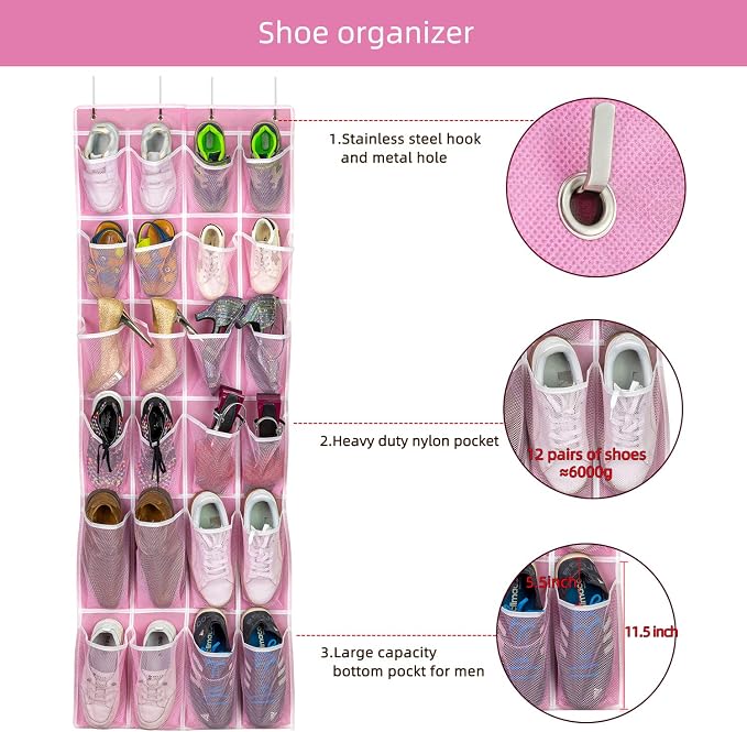 Hanging Shoe Organizer 2Pack, Over The Door Shoe Rack - Image 6