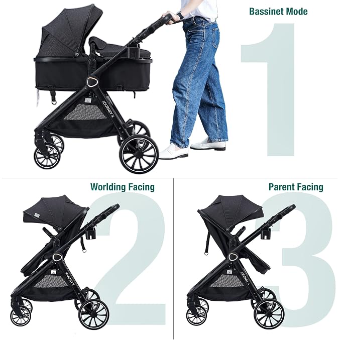 Baby Stroller 2 in 1 Newborn Convertible Stroller Bassinet - Image 2