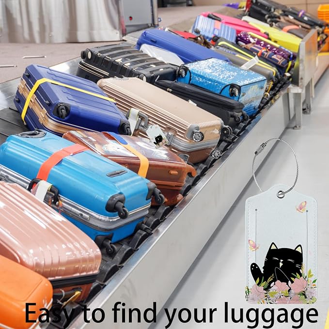 Smiling Black Cat Among Flowers 2 Pack Luggage Tag - Image 5