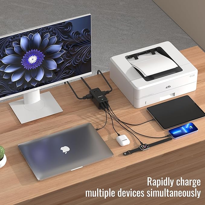 NENJI 75W GaN USB-C Super Fast Charging Station, 8-in-1 Power Strip - Image 3