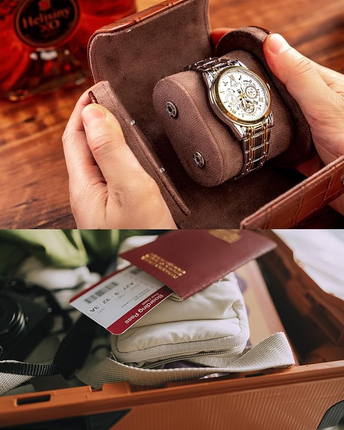 MR.OKAY Single Watch Travel Case-Classic Leather Watch Case - Image 7