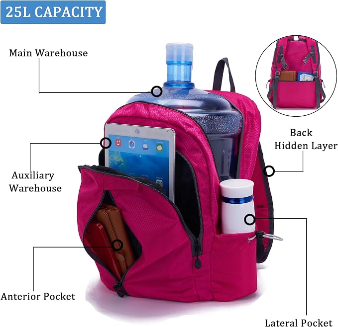 YZAOLL 25L Lightweight Packable Hiking Backpack Waterproof Hiking Daypack - Image 3