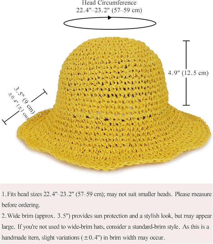 Womens Wide Brim Straw Sun Hat Foldable Floppy Crochet Beach Hat - Image 7