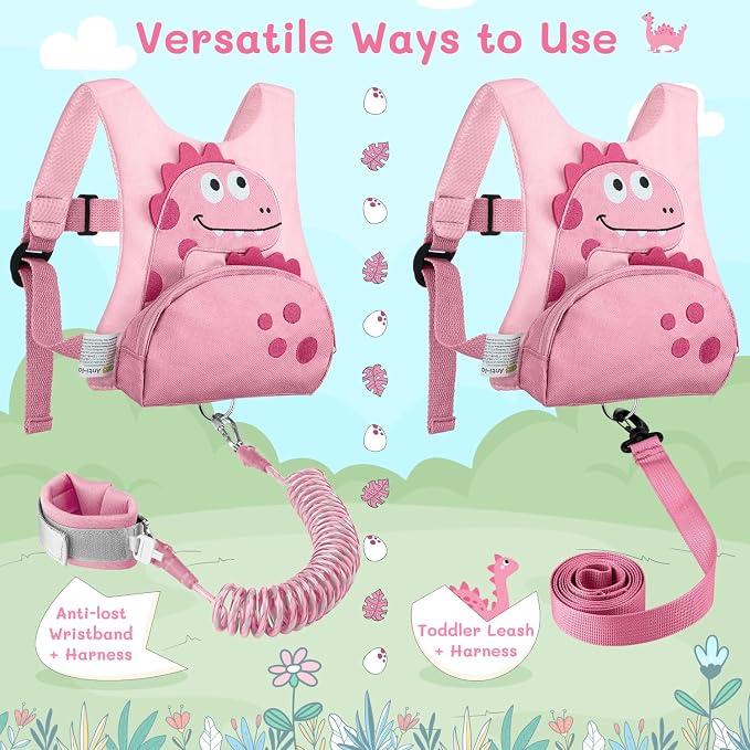 Dr.meter 3 in 1 Toddler Harness Leash + 8.2ft Anti Lost Wrist Link, Cute - Image 2