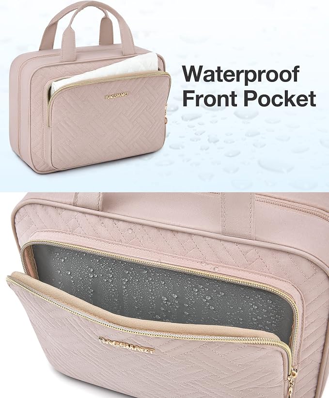 BAGSMART Travel Toiletry Bag Hanging Travel Makeup Organizer Cosmetic Bag - Image 3