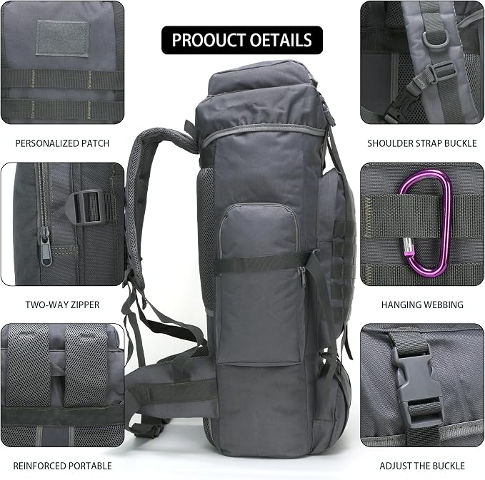 Hiking Backpack for Men 70L/100L Camping Backpack Military Rucksack Molle 3 - Image 6