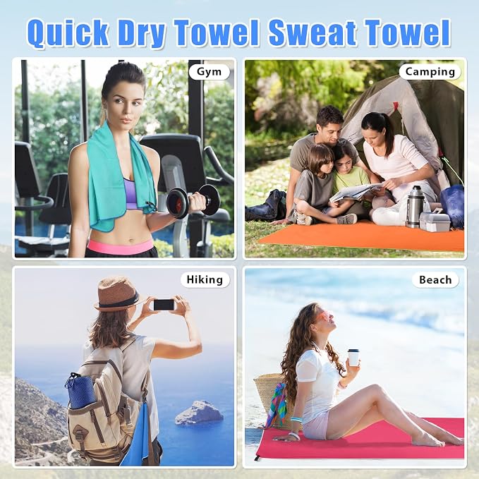 Sfee 2 Pack Camping Towel, Quick Dry Towel Super Absorbent Travel Microfiber - Image 6