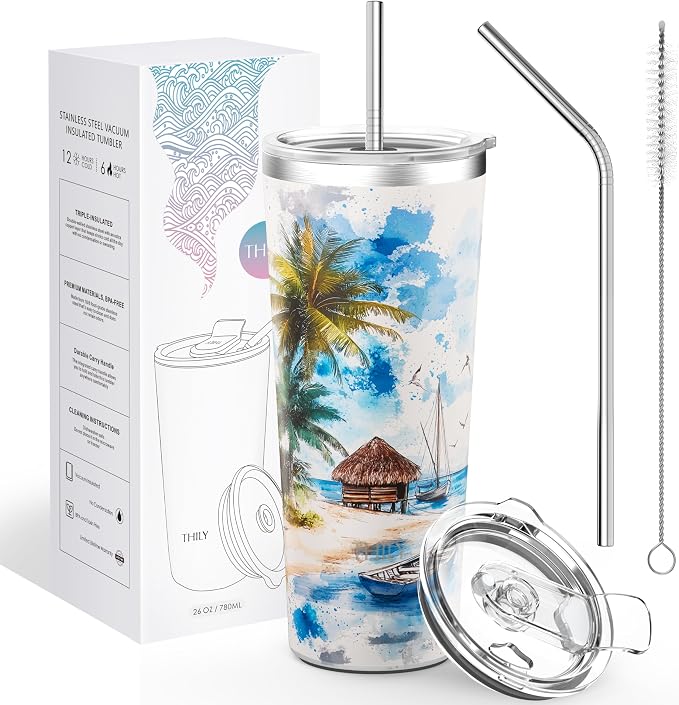 THILY Vacuum Insulated Stainless Steel Tumbler Travel Mug 26 oz Coffee Cup - Image 5