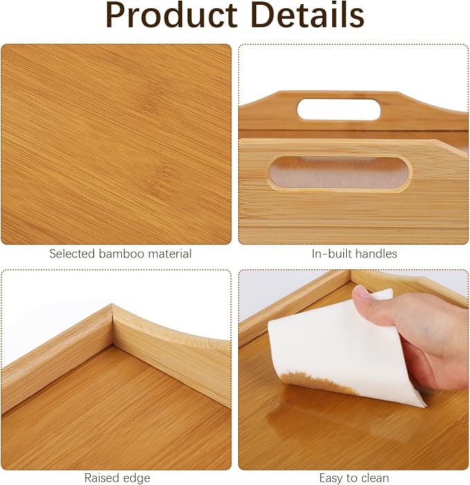 Ruisita 2 Pack Bamboo Bed Tray Table - Image 3