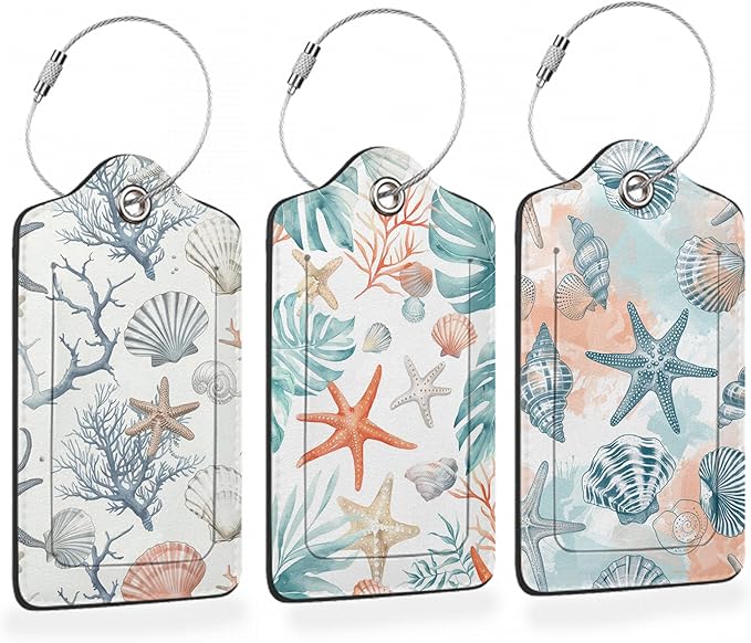 Tropical Seashells Summer 3 Pack Luggage Tags by Losthll