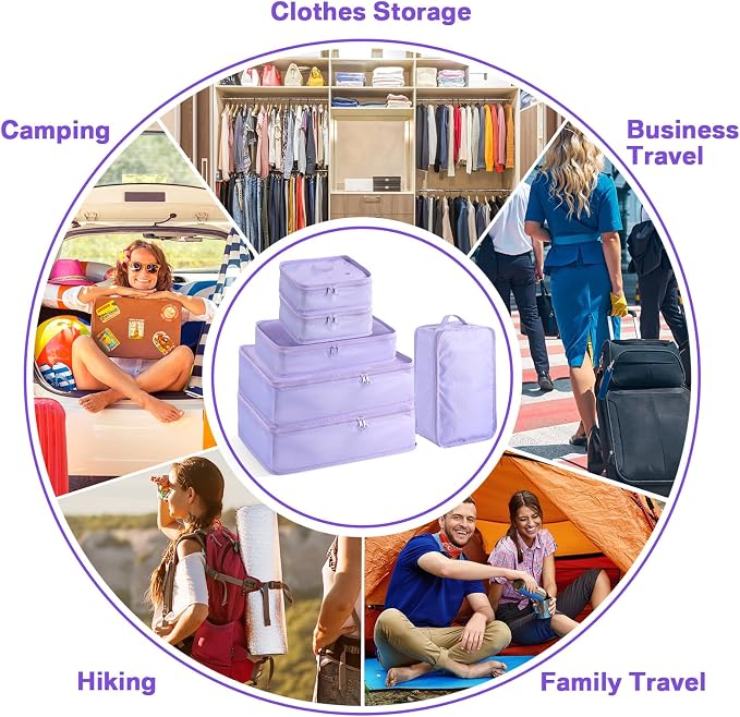 Reginary 6 Set Travel Packing Cubes Luggage Organizer Set Lightweight Suitcase - Image 7