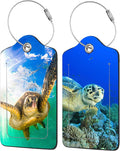 2 Pack Hawaiian Green Sea Turtle Luggage Tags by EOBKLAX