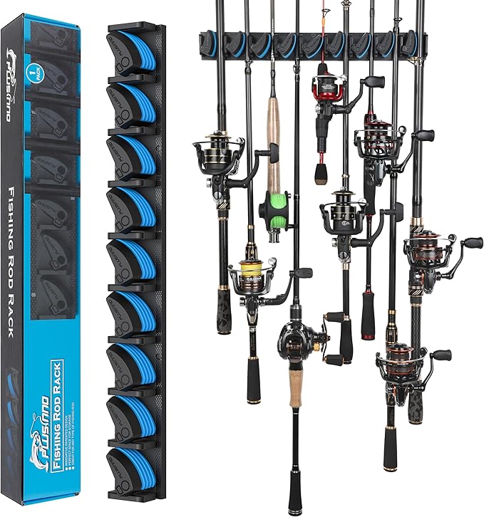 PLUSINNO Vertical Fishing Rod Holder, Wall Mounted Fishing Rod Rack, Fishing by PLUSINNO