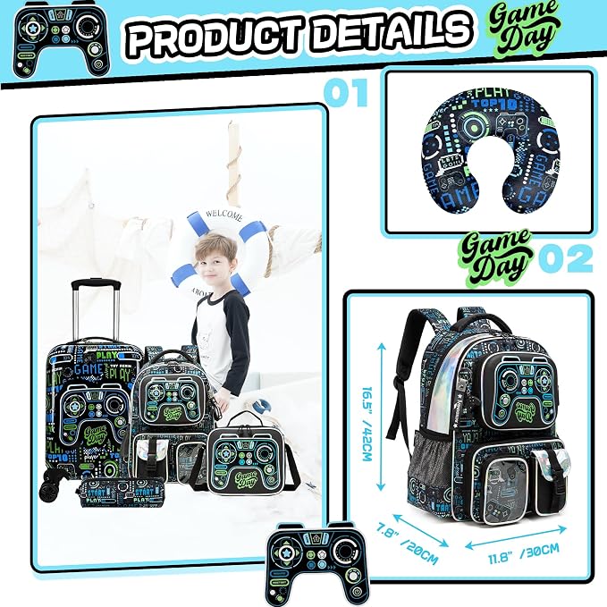 Kid’s Luggage Set 5 Piece Suitcase Set 16’’ Hardside Luggage - Image 3