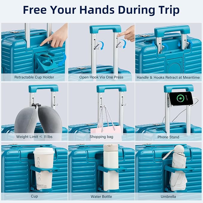 Hard Shell Suitcases Expandable Travel Luggage Sets 2 Piece, Carry on and Check - Image 2