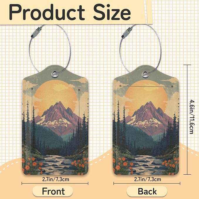 Vintage Mountain Luggage Tag for Suitcase, Forest Lake Design - Image 3