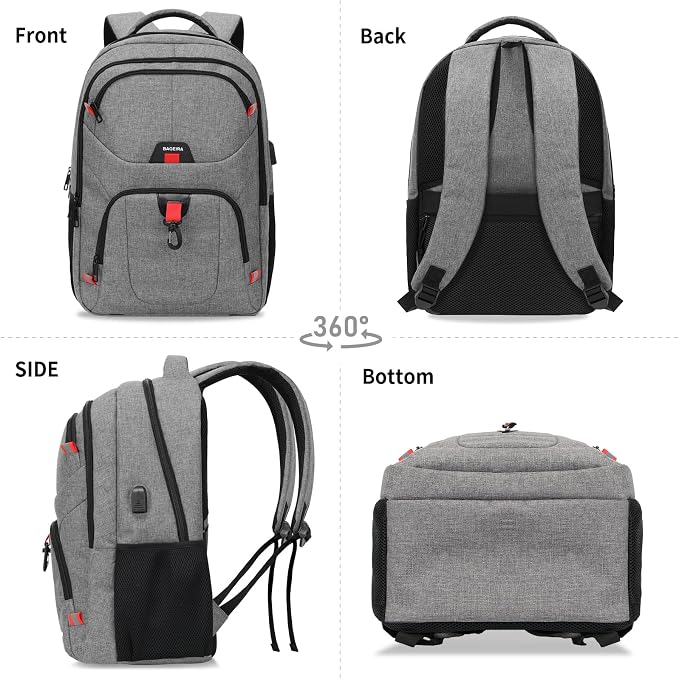 Grey Backpack for Men Women, School Backpack for Boys Girls Teens, Backpacks - Image 7