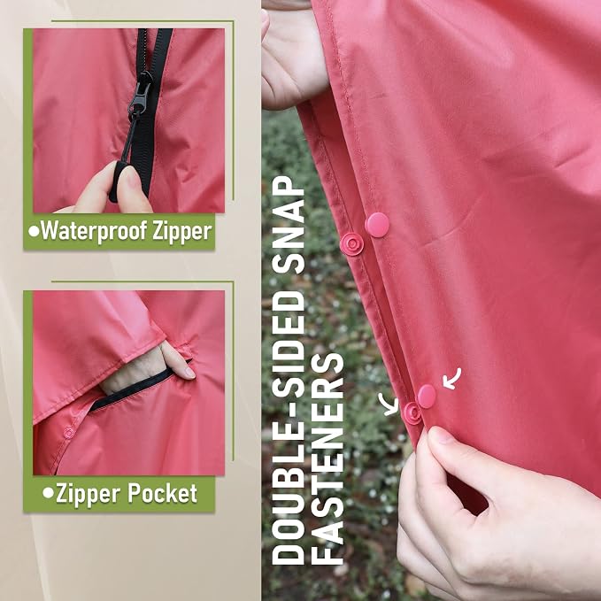SaphiRose Unisex Rain Poncho Raincoat Hooded - Image 4