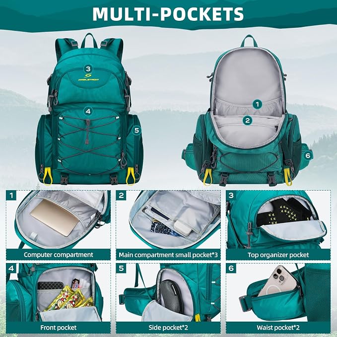 Maelstrom Hiking Backpack, 40L Waterproof Camping Backpack, Men Women Packable - Image 4