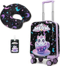 Cute Black Cat Kid's Luggage Set 2 Piece Suitcase Set 16" Hardside Luggage by Homskiii