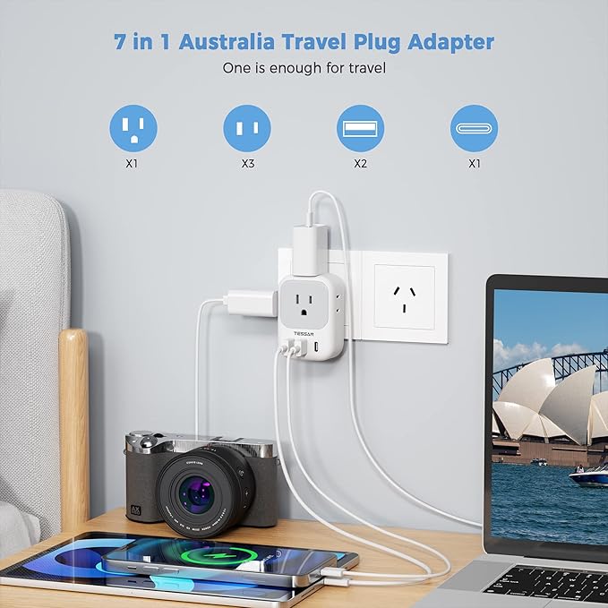 Australia Plug Adapter, TESSAN Australian Power Adaptor - Image 3