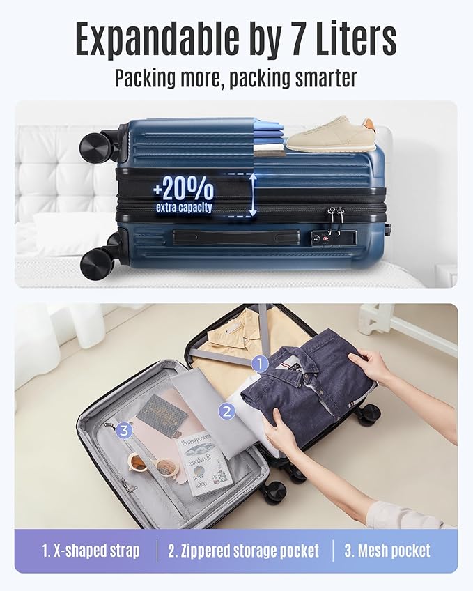 LIGHT FLIGHT Carry On Luggage 22x14x9 Airline Approved, Durable Hard Shell - Image 7
