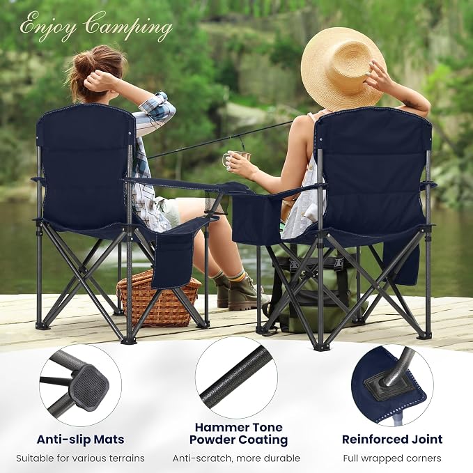 HIGH POINT SPORTS Oversized Portable Camping Folding Chair, Heavy Duty Portable - Image 6