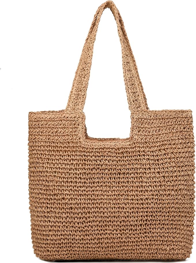 Straw Beach Bags for Women Woven Beach Tote Bag Casual Boho Large Shoulder by YAVCOOL
