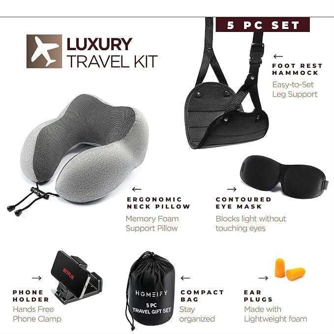 Airplane Neck Pillow Includes Travel Pillow + Airplane Phone Holder Mount + Eye - Image 9