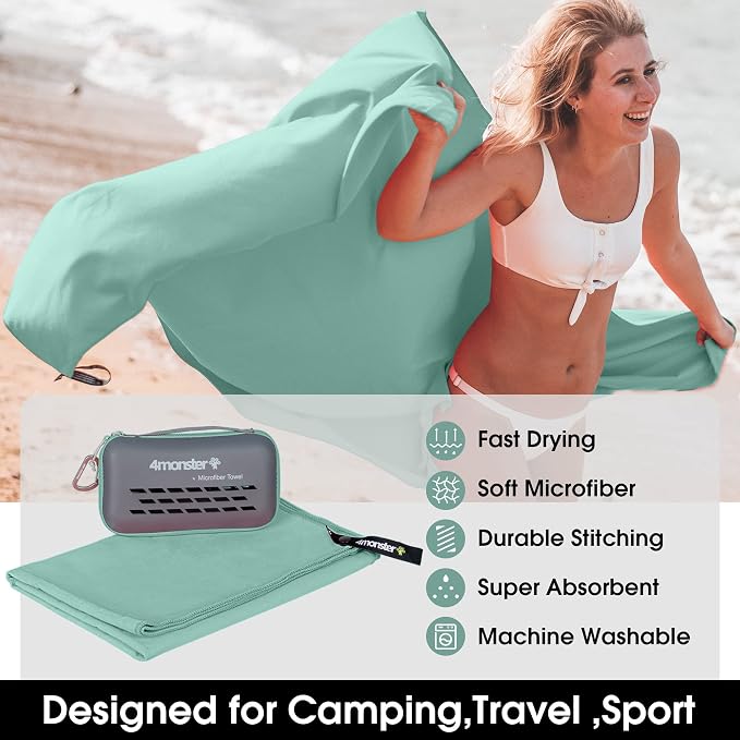 4Monster Camping Towel Super Absorbent, Quick Dry Microfiber Travel Towel - Image 2