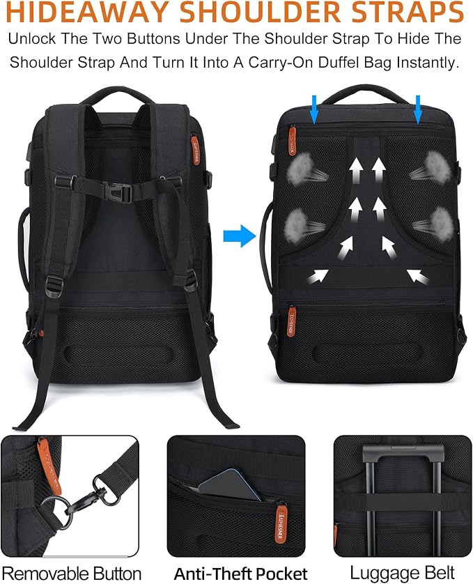 Travel Laptop Backpack, 42L Carry on Luggage, Flight Approved Expandable - Image 4