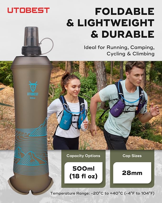 UTOBEST 500ml Soft Flask, 2 Pack Flexible TPU Hydration Water Bottle, - Image 7