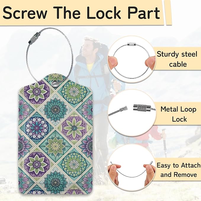 Vintage Mandala Floral Luggage Tag - Image 2