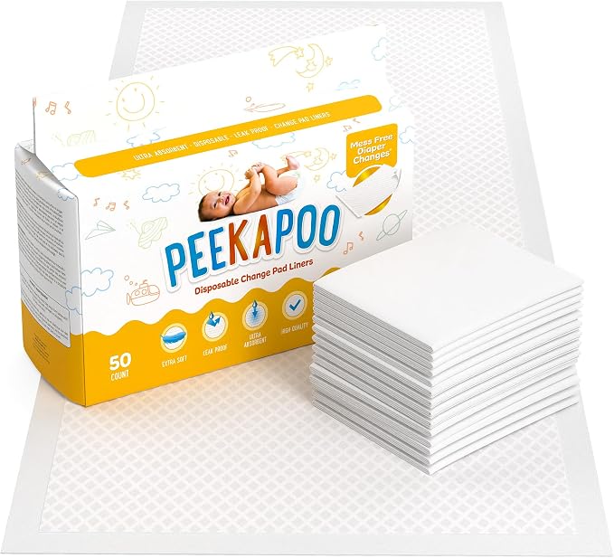 Peekapoo - Disposable Changing Pad Liners Super Soft, Ultra Absorbent & by PEEKAPOO