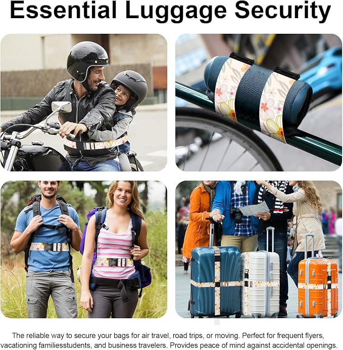 2 Pack Luggage Straps, Adjustable Cute Printing - Image 2