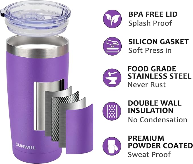 SUNWILL Travel Coffee Tumbler 20 oz, Insulated Mug - Image 2