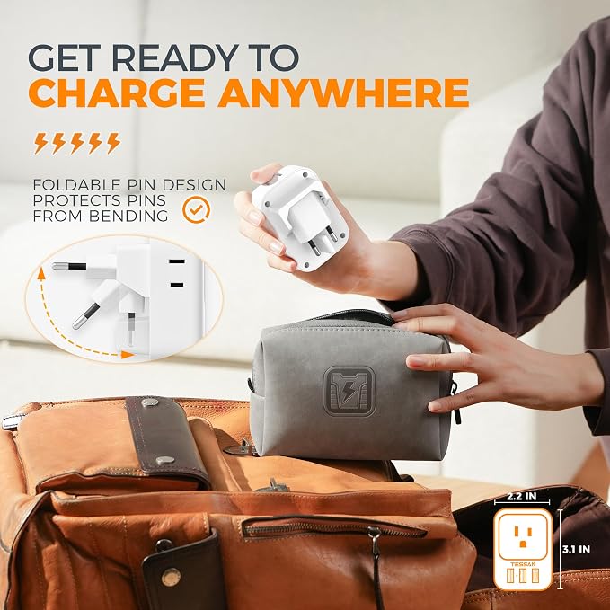 TESSAN European Travel Plug Adapter 2 Packs, Type C Europe Adaptor Foldable - Image 2
