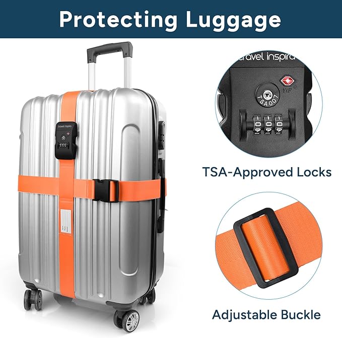 Travel Inspira Luggage Straps for Suitcases Travel Belt for Luggage TSA - Image 2