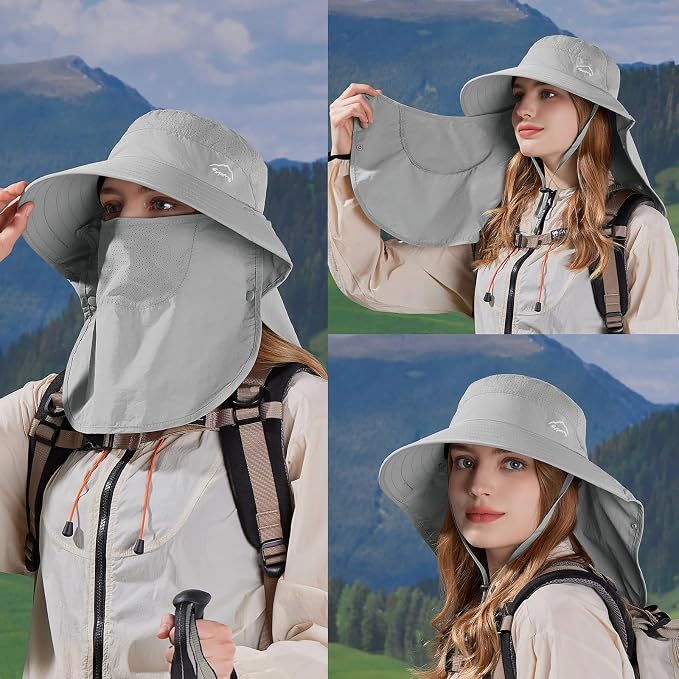 Sun Hat for Men Women with Neck Flap, UPF 50+ UV Protective Hiking Fishing Hats - Image 3