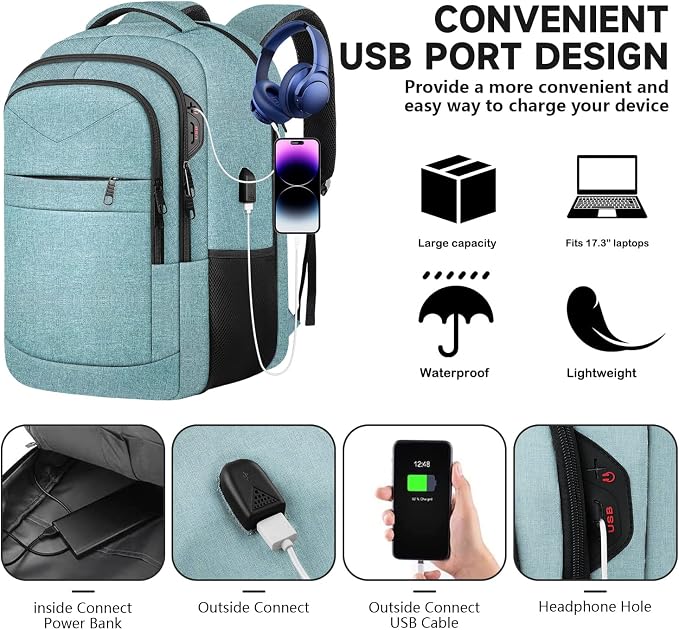 Lapsouno Extra Large Backpack, Travel Laptop Backpack, Carry on Backpack - Image 2