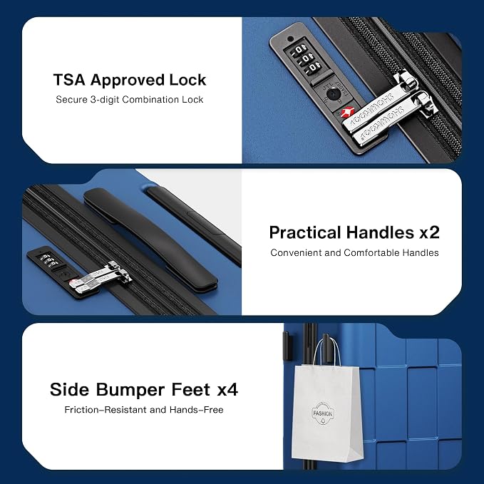 SHOWKOO Luggage Sets 3 Piece Hardside Expandable Lightweight PC Suitcase Sets - Image 7