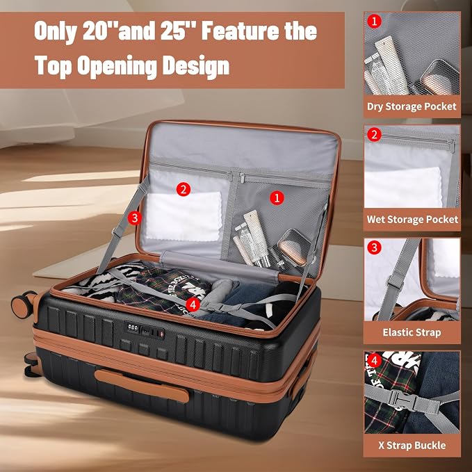 3-Piece 20/24 Top Opening Hardshell Lightweight Luggage and 28-Inch Clamshell - Image 5