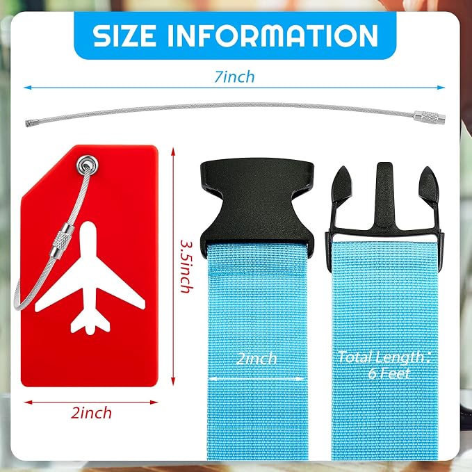 Weewooday 8 Pcs Luggage Straps Suitcase Tags Set - Image 2