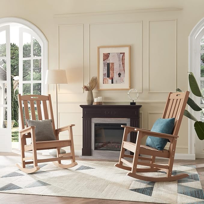 Psilvam Oversized Outdoor Rocking Chair Set of 2, Porch Rocker - Image 9