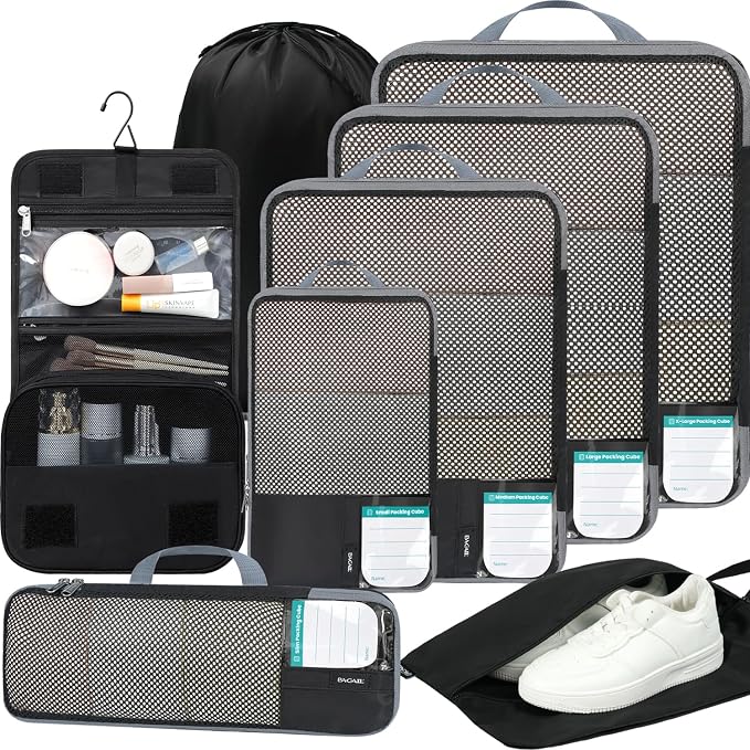 BAGAIL 4 Set/6 Set/8 Set Compression Packing Cubes Travel Accessories by BAGAIL