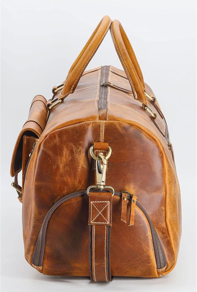 KomalC Leather Duffel Bags for Men and Women Full Grain Leather Travel - Image 9
