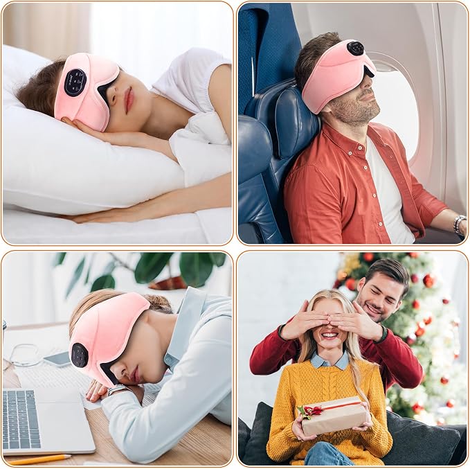 LC-dolida White Noise Sleep Mask, 3D Sleep Headphones - Image 9