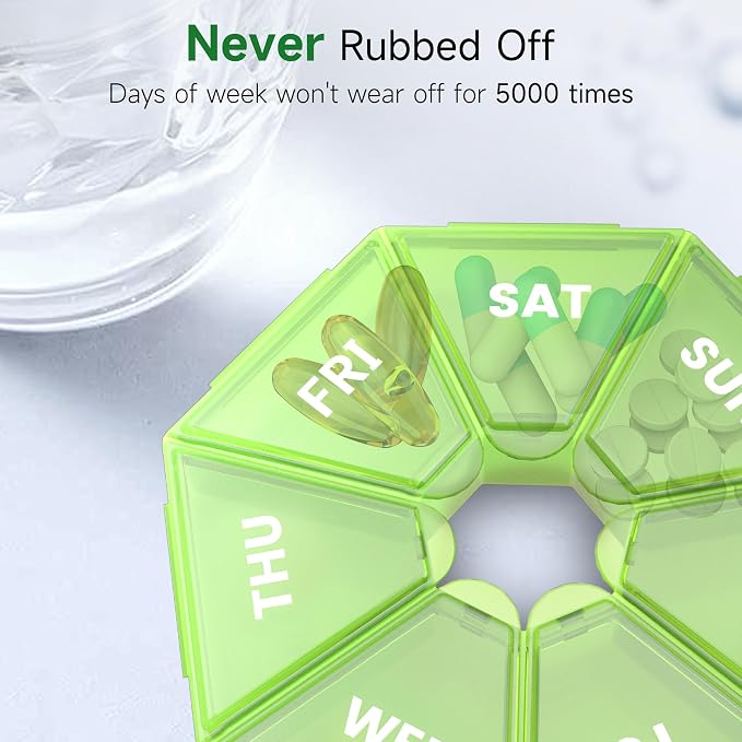 Weekly Pill Organizer, 2 Pack Portable Pill Box Medicine case 6 Colors New - Image 4
