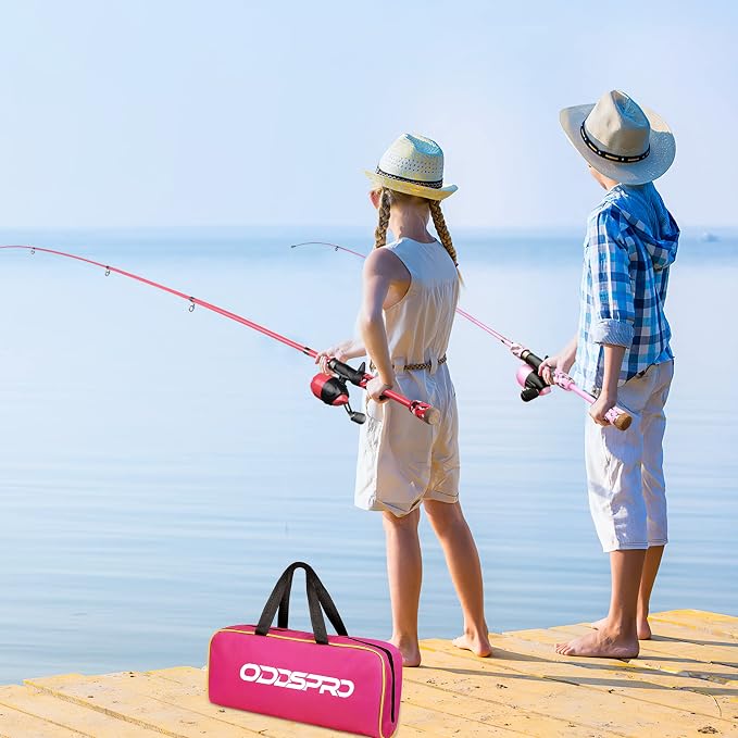 ODDSPRO Kids Fishing Pole Pink, Portable Telescopic Fishing Rod and Reel Combo - Image 6