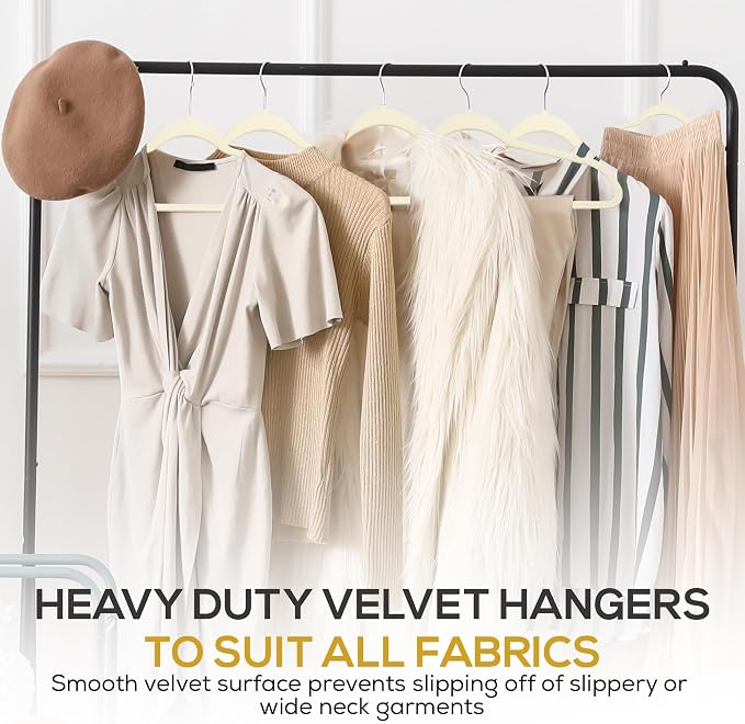 Premium Ivory Velvet Hangers 30 Pack – Space Saving Felt Hanger, Non Slip - Image 8